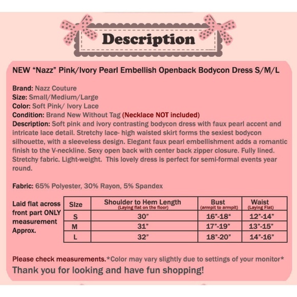 Last☝️ Pink Ivory Pearl Lace Fitted Bodycon Dress - Picture 8 of 8